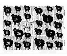 Art N Wordz Poster/Kunstdruck Counting Sheep, Wörterbuchstaben, Pop-Art/Wand oder Schreibtisch
