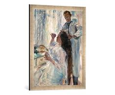 Gerahmtes Bild von Lovis Corinth Die Frau des Künstlers am Frisiertisch, Kunstdruck im hochwertigen handgefertigten Bilder-Rahmen, 50x70 cm, Silber Raya