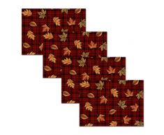 Blissful Living Platzsets, hitze- und fleckenabweisend, Dekorieren Sie Ihren Küchentisch mit unseren schönen rechteckigen Platzdeckchen Blattkaro