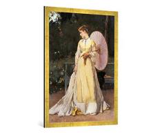 Gerahmtes Bild von Alfred Stevens Auf dem Lande - Dame mit Sonnenschirm, Kunstdruck im hochwertigen handgefertigten Bilder-Rahmen, 70x100 cm, Gold Raya