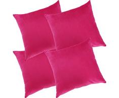 TIANSHU Überwurf Kissenbezüge, Samt Dekorative Kissenbezüge:, Solide Kissenbezug für Sofa Schlafzimmer Auto 45,7 x 45,7 cm 18x18,Set of 4 Pfirsich