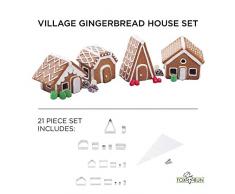 Fox Run Ausstechformen-Set Weihnachtsdorf Lebkuchenhaus 22-teilig Edelstahl