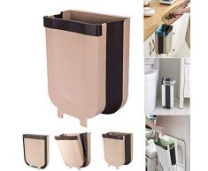 Easyinsmile Faltbarer Abfalleimer klappbarer Abfallkorb Hängekorb für Küche Schranktür und Auto braun