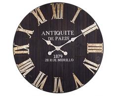 BEW Große Holz-Wanduhr, 61 cm, Vintage, geräuschlos, batteriebetrieben, Quarz-Uhrwerk, rustikale dekorative Uhr für Wohnzimmer, Esszimmer, Schlafzimmer, Küche, Bauernhaus 24 INCH schwarz