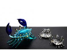 ChangThai Design 3 Stück Aquarium Metall Blaue Krabbe Handschale Glas Puppenhaus Miniatur-Dekoration