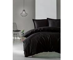 Cotton Box Bettwäsche-Set für Doppelbett, Satin 200 x 220 cm Schwarz