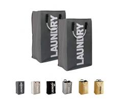 Queenie Wäschekorb, groß, faltbar, wasserdicht, Stoff, faltbar, Wäschesack Wd3-009 Dark Grey