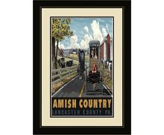 Northwest Art Mall pal-3807 mfgdm amischen Country Lancaster County (Pennsylvania Country Pferd Buggy gerahmtes Wandbild Art von Künstler Paul A. lanquist, 33 x 40,6 cm Satin schwarz