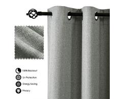 Allbright Vorhänge und Vorhänge aus Leinen, Thermo-Isolierung, 100% Verdunklung L84 | 2 Panels Neutrales Grau