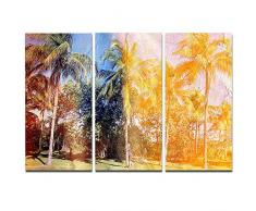 Design Art Retro Palms in gelb Shade-Landscape Wandbild Ölgemälde Metall art-mt7799–36 x 28 3 Platten, 91,4 x 71,1 cm