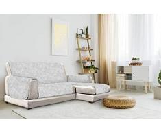 Italian Bed Linen “Glamour” rutschfest Sofa Abdeckung mit Chaise-Longue Rechts, Hell grau, 290cm