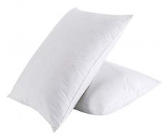 PEACE NEST Kissen mit Gänsefedern und Daunen, 100% Baumwollbezug, Quatrefoil/Wolke, gesteppt, 2 Stück King(Cloud Quilted Pattern) weiß