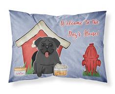 Caroline s Treasures bb2760pillowcase Hund House Collection Mops schwarz Stoff Kissenbezüge, Standard, Multicolor