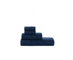HYGGE Premium Türkische Baumwolle Handtuch-Set mit antiken Jacquard; 1 Badetuch (68,6 x 142,2 cm), 1 Handtuch (48,3 x 81,3 cm); 2 Waschlappen (30,5 x 30,5 cm) Solid Navy