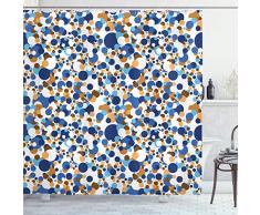 British Vorhang für die Dusche von ambesonne, Grunge United Kingdom Flagge Fahne mit Dot Circle Effekte National Englisch Display, Stoff Badezimmer Decor Set mit Haken, weiß rot Indigo, Textil, Mehrfarbig 2, 69W x 84L