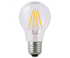 Hellum 206104 LED-Filament-Glühlampe A60, E27, 4W, entspricht 40 Watt, 470 Lumen, klar, A+, warm-weiß 2700K, 330° Abstrahlwinkel, 25000 Stunden, innen und außen, Glas, 4 W, 6 x 6 x 11 cm