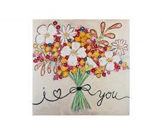 Creative Co-op Love You Blumenstrauß auf Leinwand, Mehrfarbig