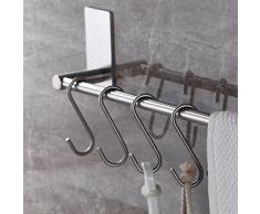 LareinaXXX Selbstklebend 40,6 cm Badezimmer Handtuch Bar Gebürstete Edelstahl Sus 304 Bad Wandregal Rack Zum Aufhängen Handtuch Stick auf Sticky Kleiderbügel Moderner Stil S-Hook