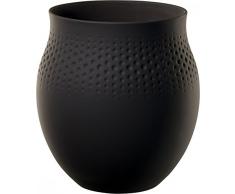 Villeroy & Boch Collier Noir Vase Perle No. 1, 16,5x16,5x17,5 cm, Premium Porzellan, Schwarz