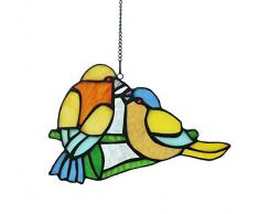 Alivagar Fensterbehang aus Buntglas, Sonnenfänger, Motiv: Honey Love Birds, 20,3 x 12,7 cm