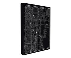 Stupell Home Décor Chicago 1985 Kunstdruck auf Leinwand, Vintage-Kartenmotiv Wandtafel 10 x 15
