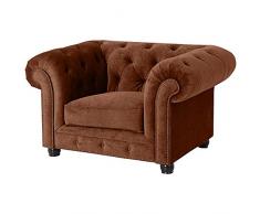 Max Winzer® Sessel Orleans, braun, Samtvelours, Chesterfield, 135 x 100 x 77 cm