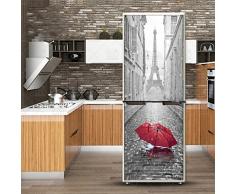 Schöne 3D DIY Tür Kühlschrank Aufkleber decals-self-adhesive Eiffelturm in der regen Kühlschrank Tür Tapete Wandmalereien Wand Aufkleber wasserdicht Kühlschrank Cover, Aufkleber Art Home Decor 23.6 X 70.86