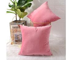 MERNETTE Samtweich dekorative quadratische Kissenbezüge Set Kissenbezüge für Sofa Schlafzimmer Auto Stuhl 22x22 Rose