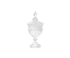 Serene Spaces Living Glasvase mit Deckel, mit aufwendigen Details, 24,1 cm hoch und 11,4 cm Durchmesser Single Vase farblos