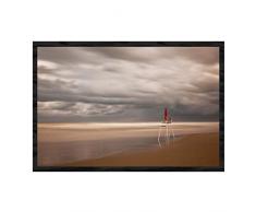 Eurographics Roter Strandschirm Wanddekoration, Bild 24 x 36, Größe: 25,5 x 37,5 x 1