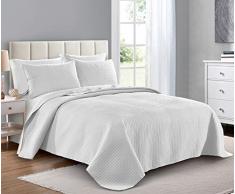 PURE BEDDING Übergroße Tagesdecke - Weiche, leichte Tagesdecke aus Mikrofaser für die ganze Saison (Voll/Königin - Viereckig weiß)