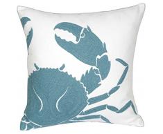 DECOPOW Bestickt Maritimes Dekor Kissen Bezüge, Quadratisch 45,7 cm Dekorativ Leinwand Kissen Bezug für nautischen Stil Deco durch 18X18 in Seagreen-Crab-New