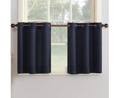 Nr.918 Montego Ösenvorhang Texturiert Küchenvorhang Volant Montego 56 x 24 Tiers Marineblau