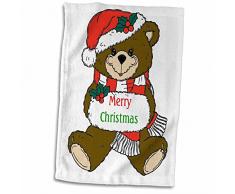 3dRose Bild mit Teddybär Spruch Merry Christmas Handtuch, weiß, 15 x 22