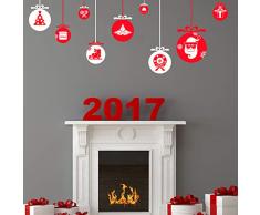 Ambiance Sticker Aufkleber Weihnachten Aufkleber, selbstklebend, Weihnachtskugeln Dekoration, Rot und Weiß, 30 x 40 cm