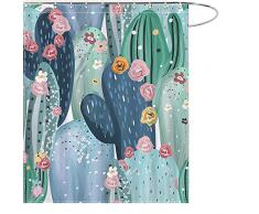 MAEZAP Ostereier Duschvorhang Bunte Blumen Frühling Badezimmer Decor Wasserdichte Polyester mit Haken 179,9 x 177,8 cm 69x70 Inch D