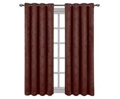 Bella Tülle Blackout Weave geprägt Fenster Vorhang Panel, Paar/Set von 2 heraklithplatten, von Royal Hotel, Polyester, schokoladenbraun, 104X84 Pair