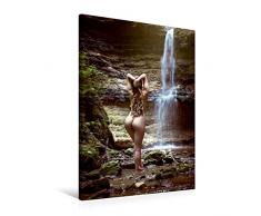 Calvendo Premium Textil-Leinwand 60 x 90 cm Hoch-Format Akt am Wasserfall I | Wandbild, HD-Bild auf Keilrahmen, Fertigbild auf Hochwertigem Vlies, Leinwanddruck von Gestiefeltekatze