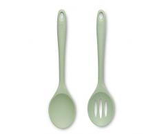 Zeal JSET6G Silikon-Schlitzlöffel und Kochlöffel, Antihaftbeschichtung, Salbeigrün