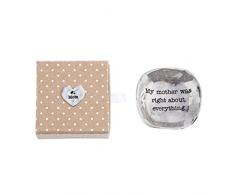 Mud Pie Mom ist rechts Silber Mini-Tablett Schmuckkästchen, weiß