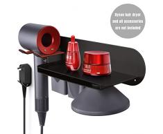FLE Haartrockner-Halterung, Wandmontage, mit Ablage, Haartrockner-Halterung, kompatibel für Dyson Supersonic Haartrockner schwarz