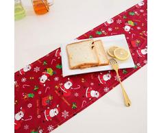 SweetEver Weihnachts-Tischläufer aus Baumwolle für Weihnachten, Abendessen, Dekoration für drinnen und draußen, Baumwolle, Weihnachtsmann Rot, 12×70