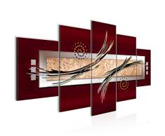 Bilder Abstrakt Wandbild 200 x 100 cm Vlies - Leinwand Bild XXL Format Wandbilder Wohnzimmer Wohnung Deko Kunstdrucke Rot 5 Teilig - MADE IN GERMANY - Fertig zum Aufhängen 103951a
