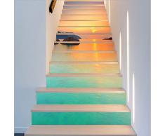 FLFK 3D Ocean Beach Selbstklebende Treppenaufkleber, Vinyl, Seestern, Treppenaufkleber, Tapete, 100 x 18 cm, 13 Stück pro Set 100CMx18CM x 13pieces(39w x 7h x 13pieces) GXL1001