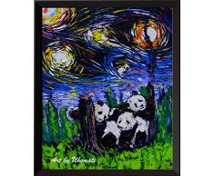 Uhomate A038 Riesiges Panda-Poster mit Panda-Motiv, Vincent Van Gogh, Sternennacht, Wanddekoration, Wanddekoration für Babyzimmer, Wohnzimmer, Wanddekoration 13X19 inch