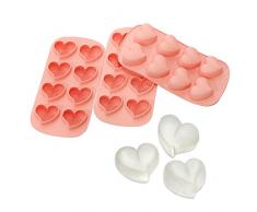 Webake Eiswürfelformen Silikon 3er Set wiederverwendbare Silikon Eiswürfelformen Herzform Eiswürfelbereiter für Whiskey Getränke und Cocktails 1-Heart rose