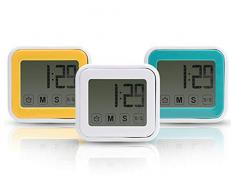 Flaito Digitaler Zeitschaltuhr, wasserdicht, Adsorptionsuhr, Saugnapf, Touchscreen, kein Ticken, in 3 Farben erhältlich weiß