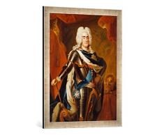 Gerahmtes Bild von Werkstatt des Louis de Silvestre August der Starke/Silvestre-Werkstatt, Kunstdruck im hochwertigen handgefertigten Bilder-Rahmen, 50x70 cm, Silber Raya