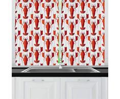 Ambesonne Küchengardine, mehrfarbig 55 W By 39 L White Vermilion