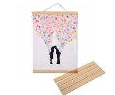 Magnetischer Bilderrahmen, Holz, natur Holz Rahmen Bild Poster Artwork auf Leinwand Aufhänger für Home Dekoration Wand teak holz, Verschiedene Farben, White Wood-8.27inch